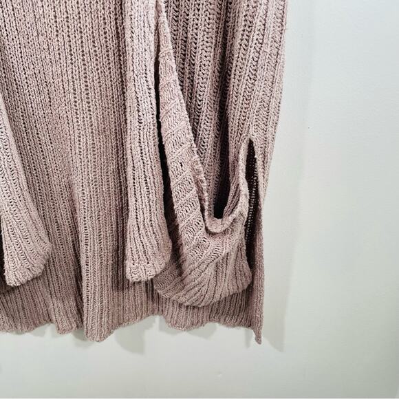 Free People Mauve Taupe Knit Open Front Sweater Shrug Vest Small Cotton Linen - Picture 2 of 11